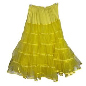 Vintage Malco Modes Petticoat Womens L Yellow Crinoline Folk Square Dance Skirt‎